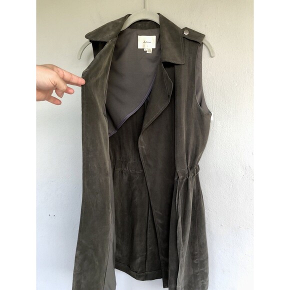 Elevenses Anthropologie Trench Vest Jacket Women S Sleeveless Suede Wrap Relaxed - Picture 6 of 13